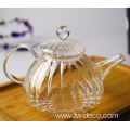 custom hand blown ribbed tea pot glass set